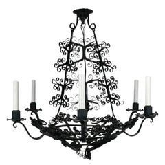 Antique Large Handmade Country French Chandelier, circa 1920s