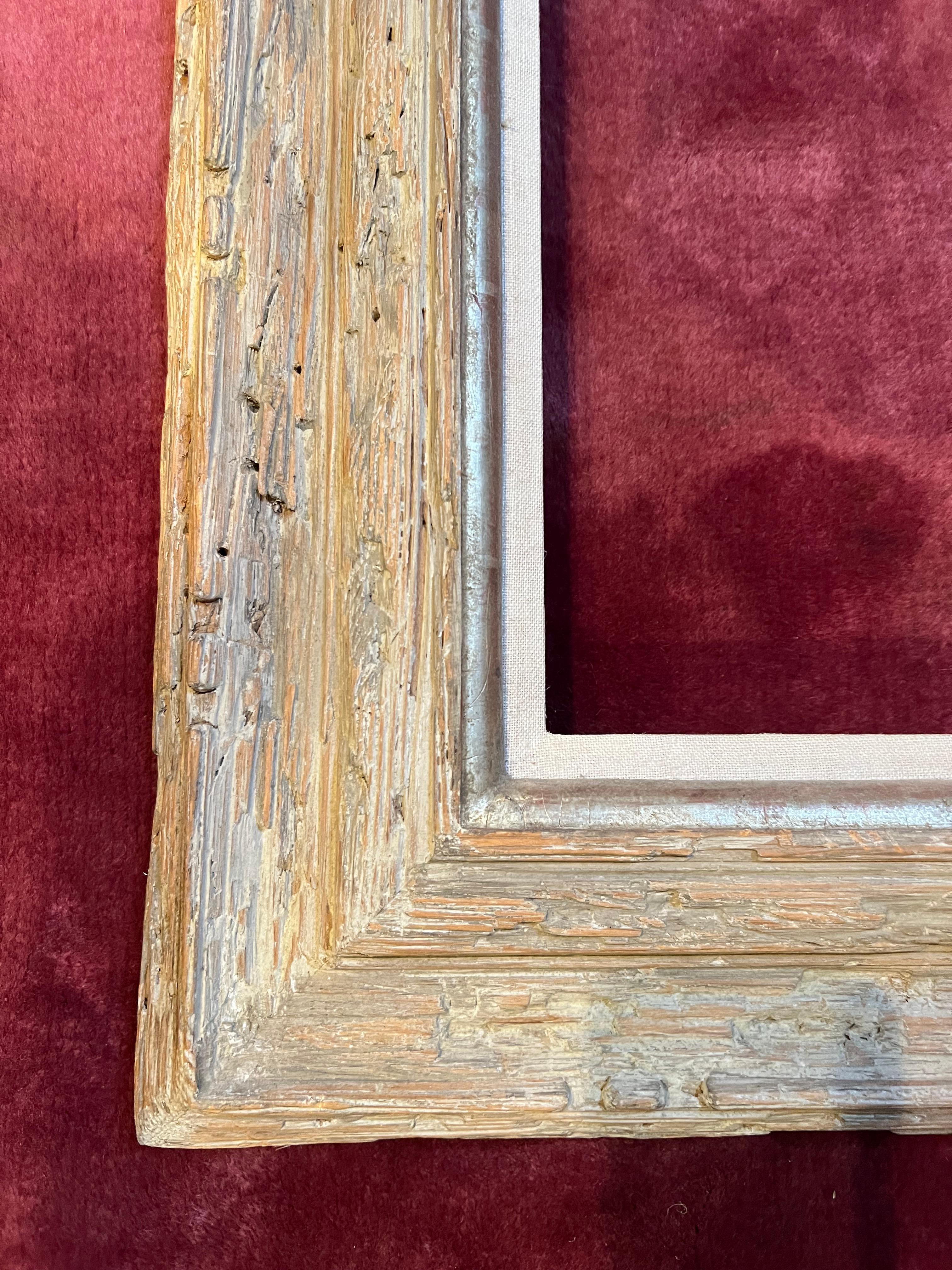 Large Handmade Custom Finish Driftwood Frame In Distressed Condition For Sale In Dallas, TX