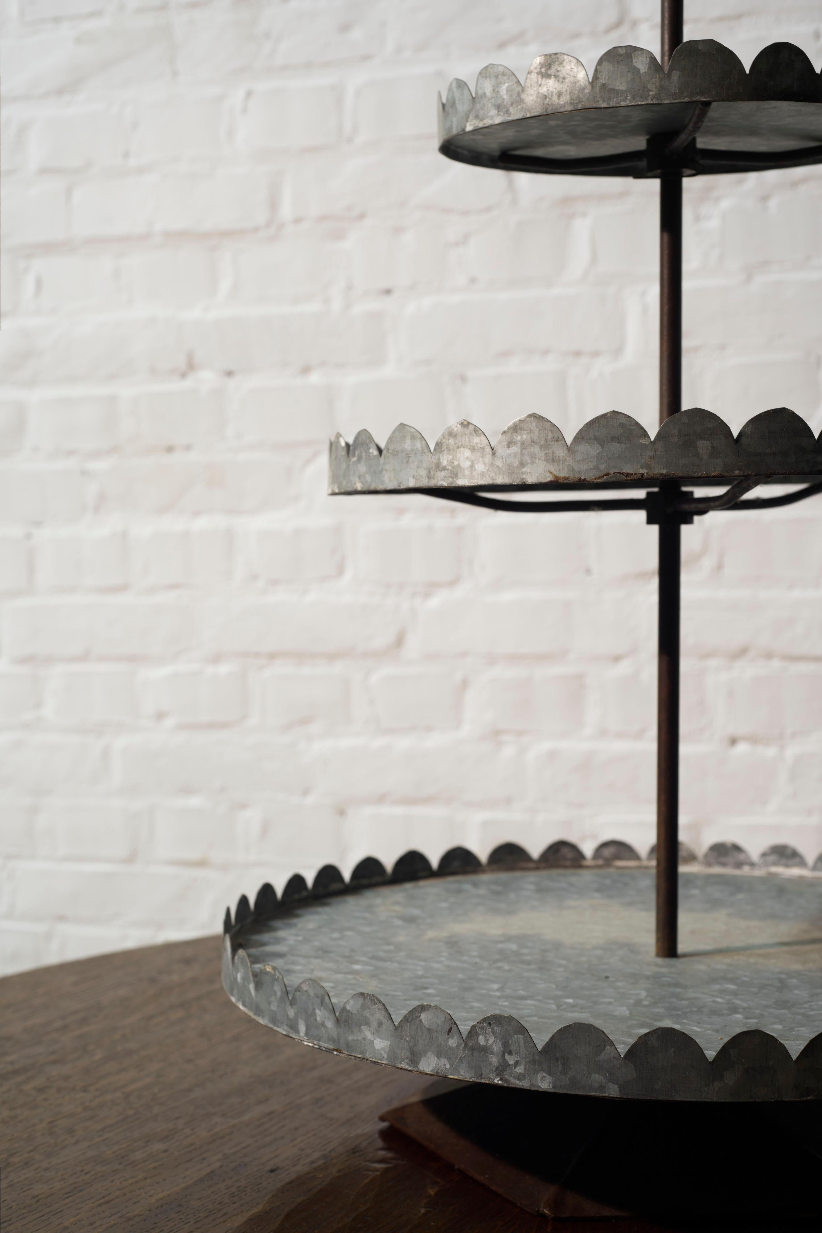 Large Handmade French/Belgian Three Tier Dessert Stand, 1940's im Angebot 3