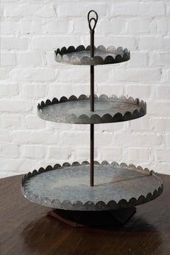Large Handmade French/Belgian Three Tier Dessert Stand, 1940's