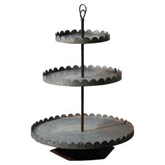 Large Handmade French/Belgian Three Tier Dessert Stand, 1940's