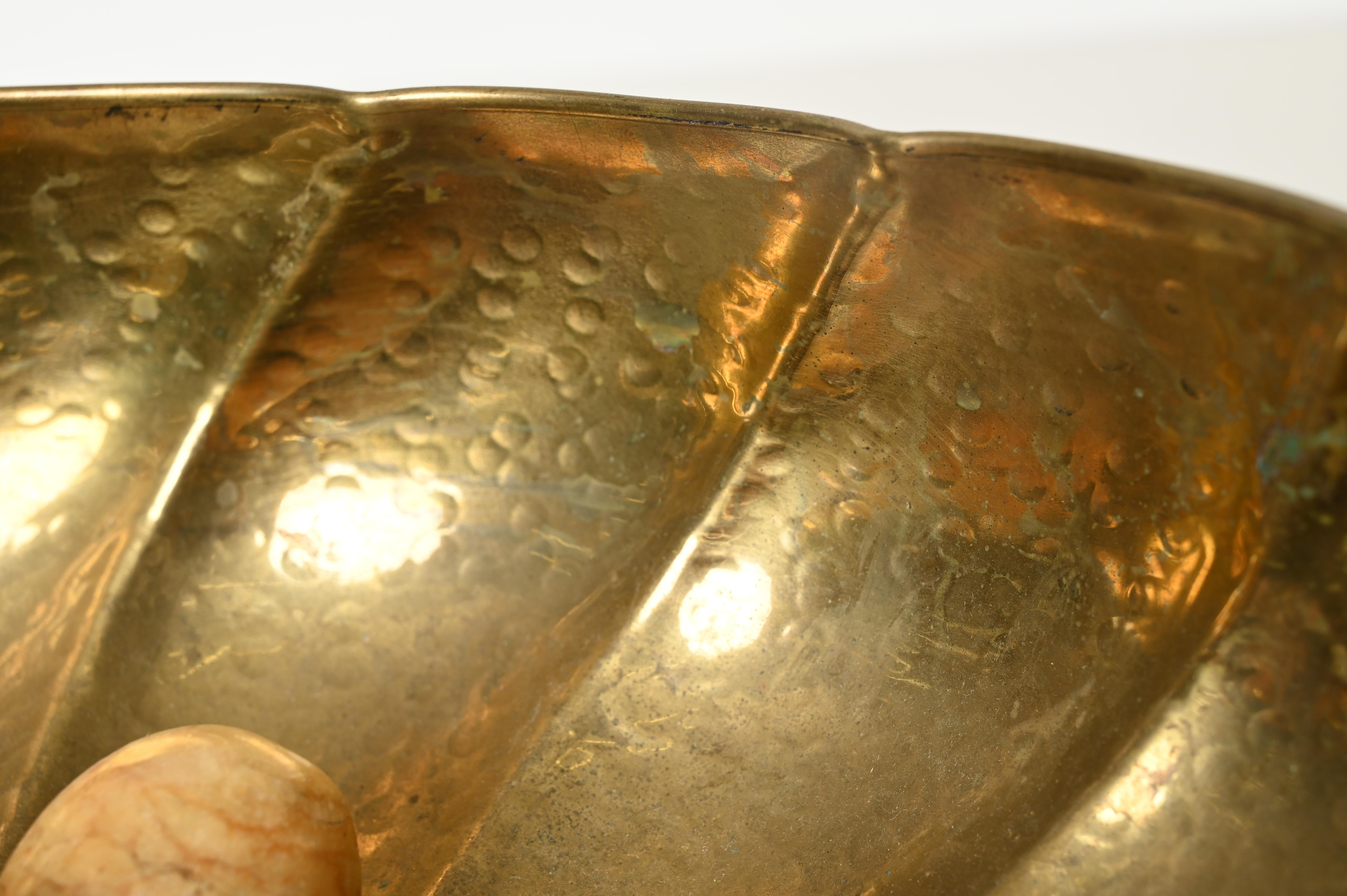 Large Handmade Hammered Brass Centerpiece Bowl by Renzo Cassetti, Italy 1970s 4