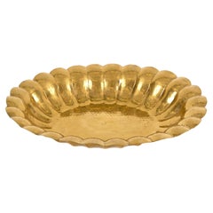 Large Handmade Hammered Brass Centerpiece Bowl by Renzo Cassetti, Italy 1970s