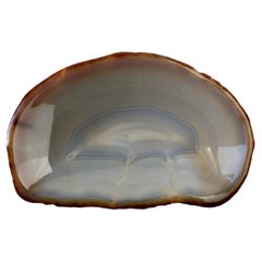 Large Handmade Mid-Century Carved Blue Agate Stone Organic Dish or Vide-Poche