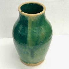 Large Handmade Rustic Farmhouse Blue Green Glazed Terracotta Clay Pot Jar Urn