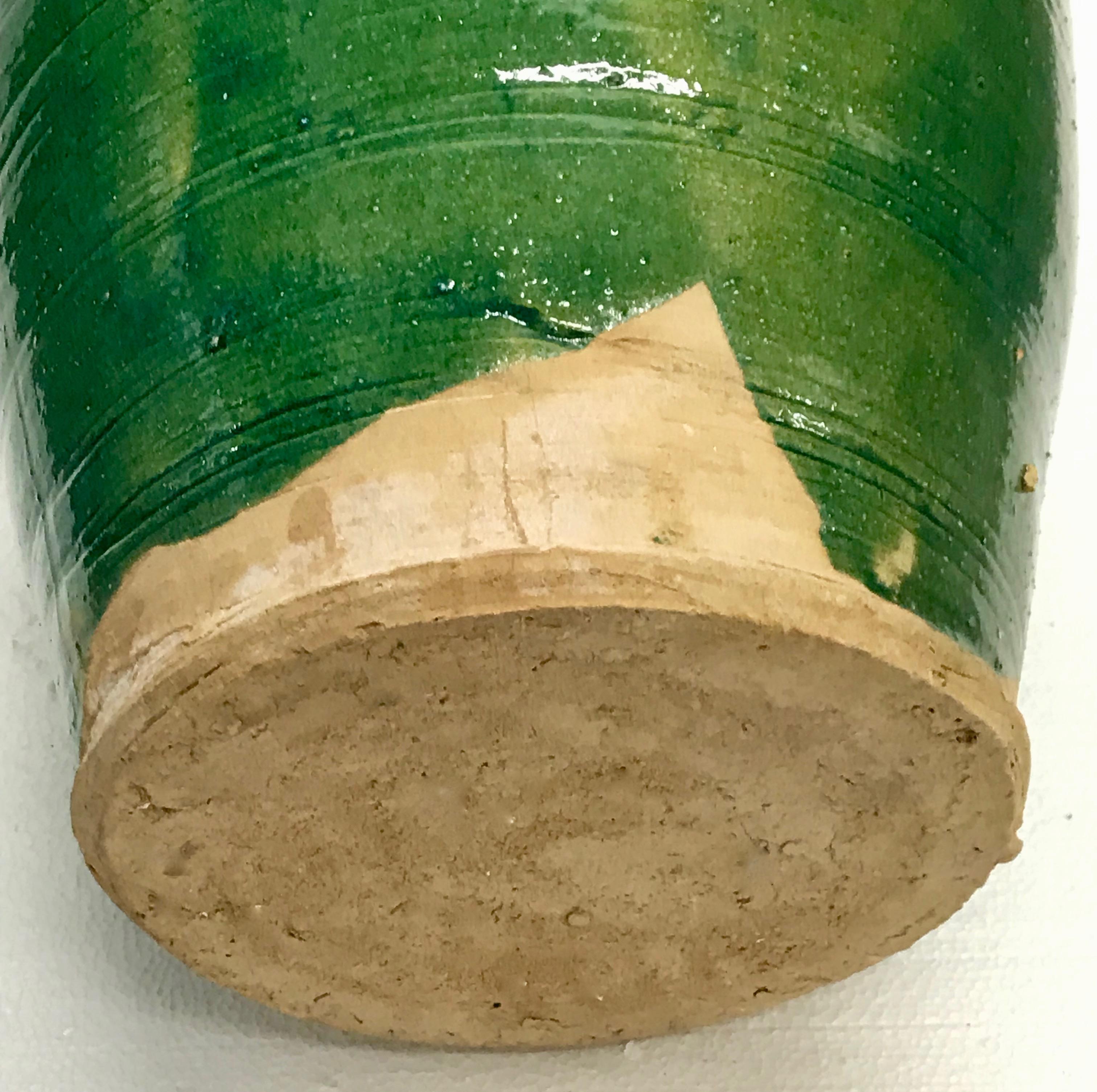 Large Handmade Rustic Farmhouse Blue-Green Glazed Terracotta Clay Pots Jar  For Sale 3
