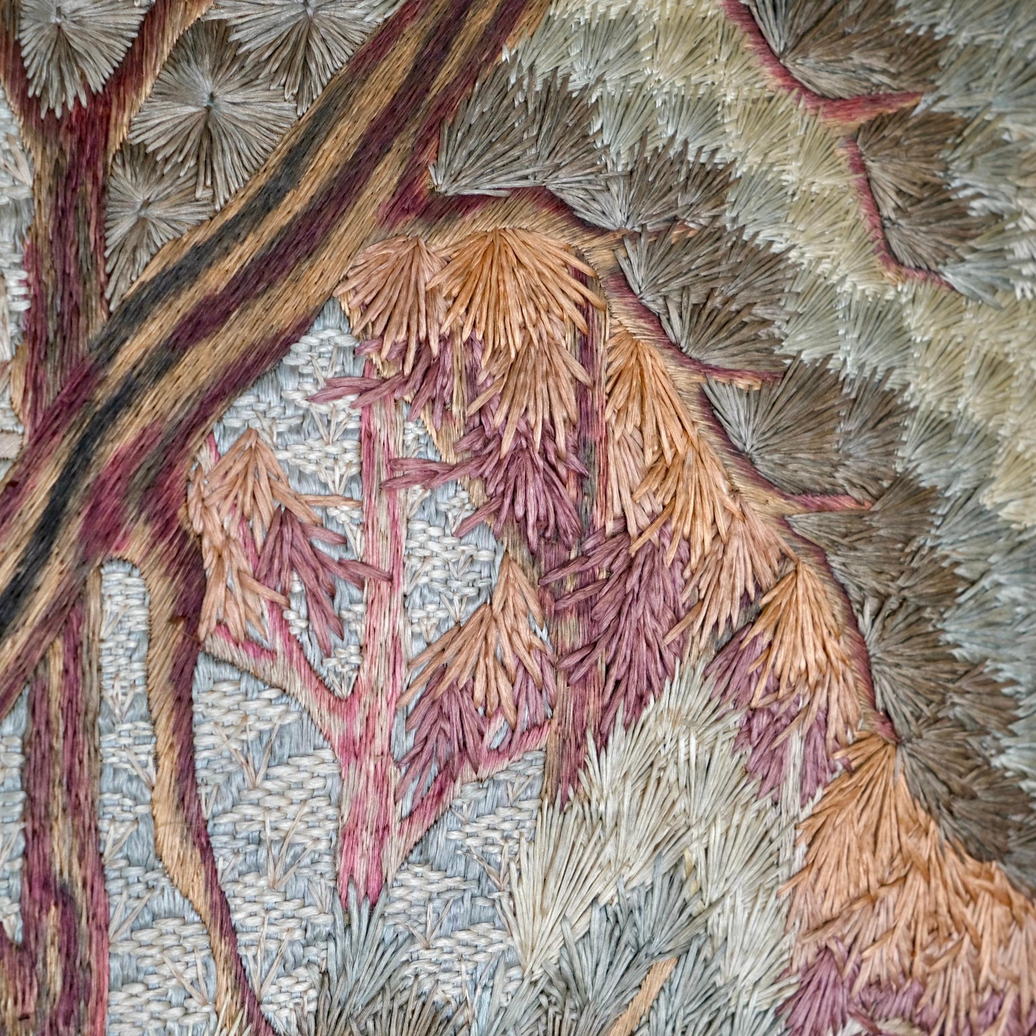 Large handmade silk Verdure embroidery - tapestry, mid-20th century 7