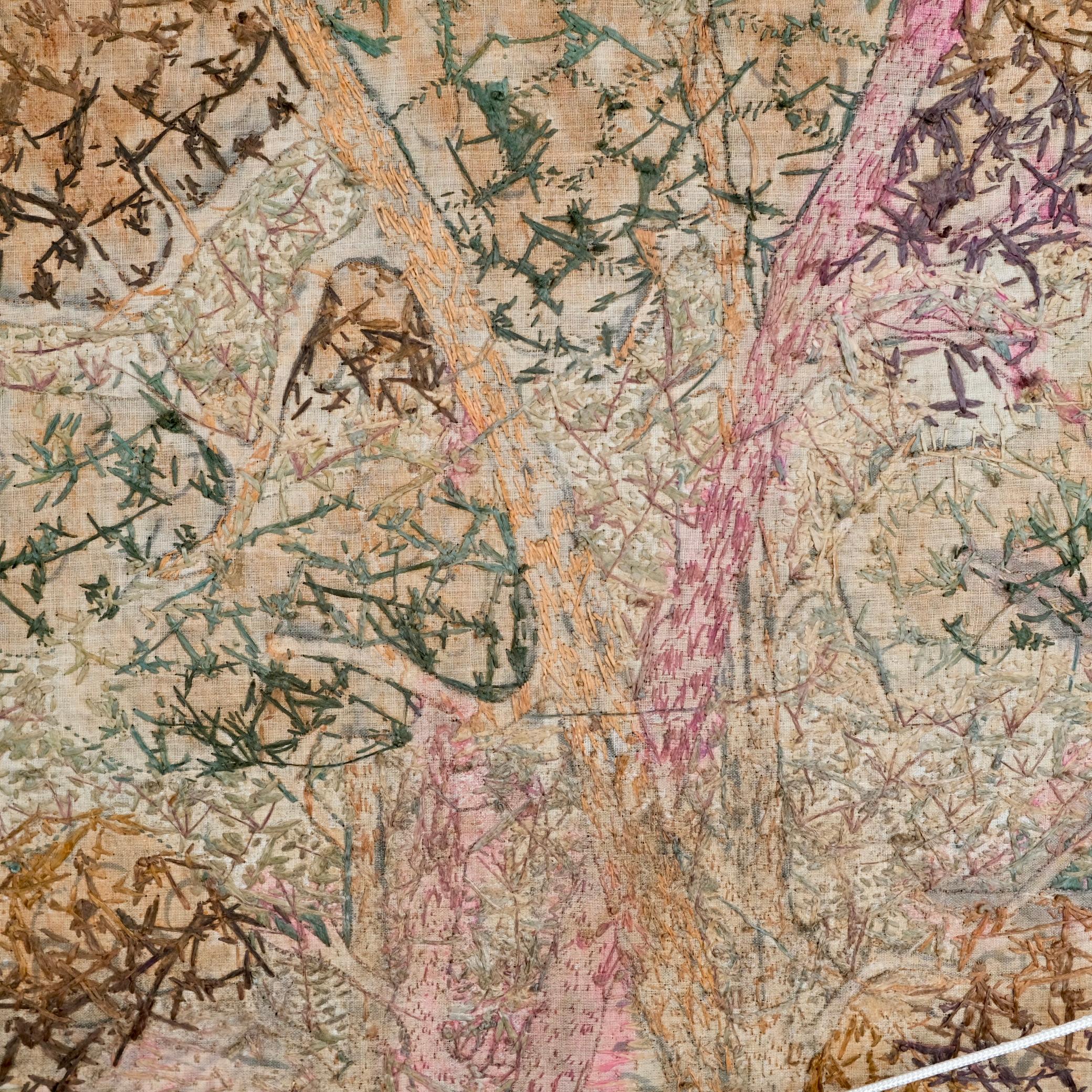 Large handmade silk Verdure embroidery - tapestry, mid-20th century 13