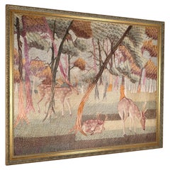 Large handmade silk Verdure embroidery - tapestry, mid-20th century
