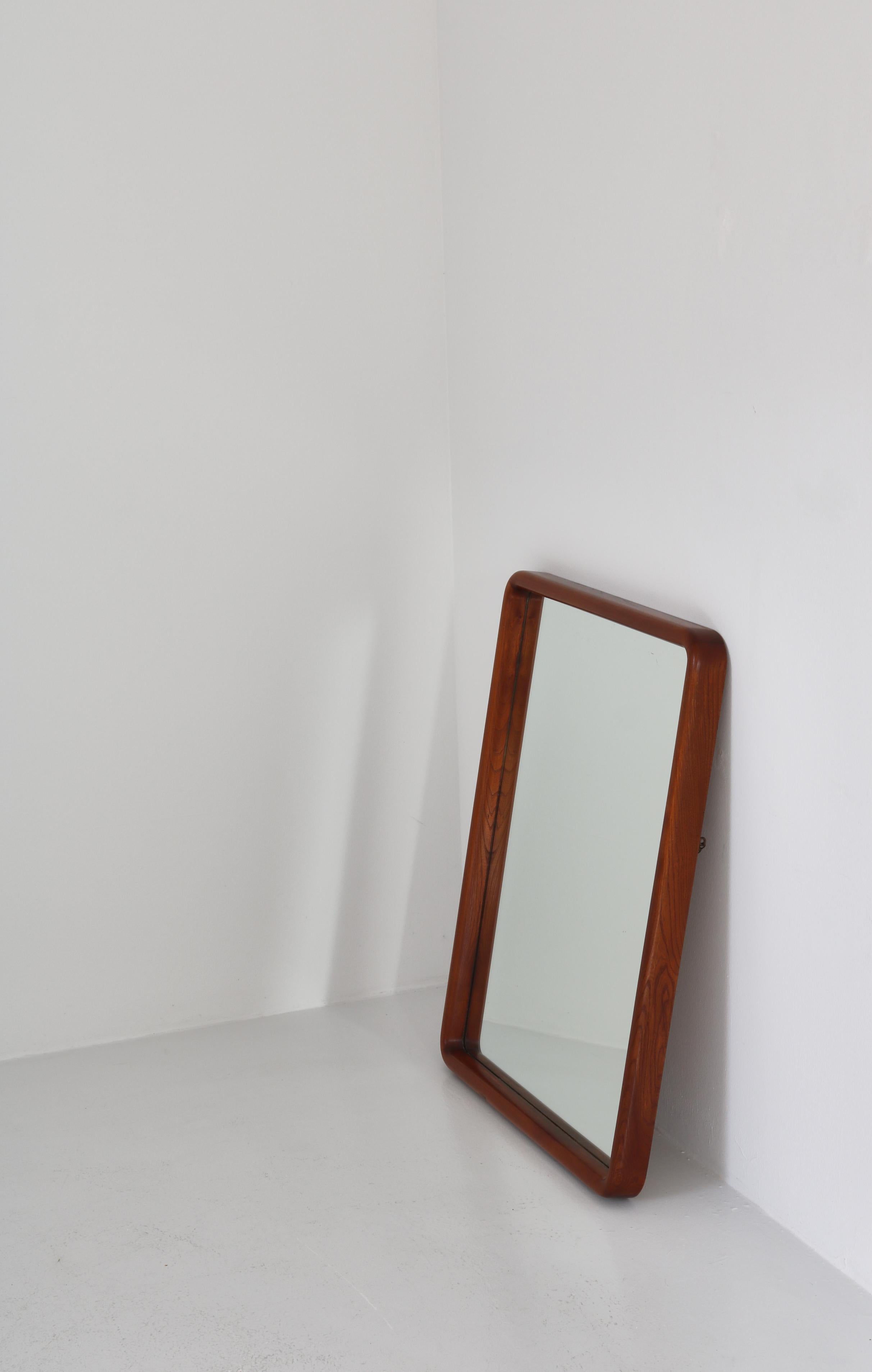 Large Handmade Wall Mirror in Elm, 1930s, Vilhelm Lauritzen, Danish Modern For Sale 5