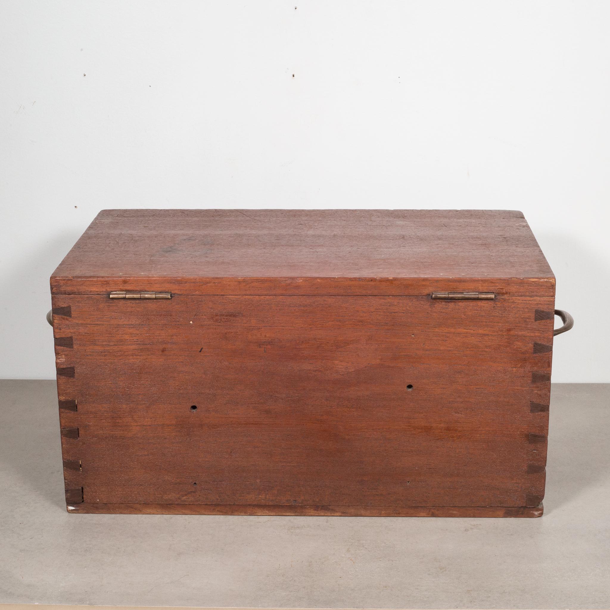 Industrial Large Handmade Wood and Brass Box c.1880-1920