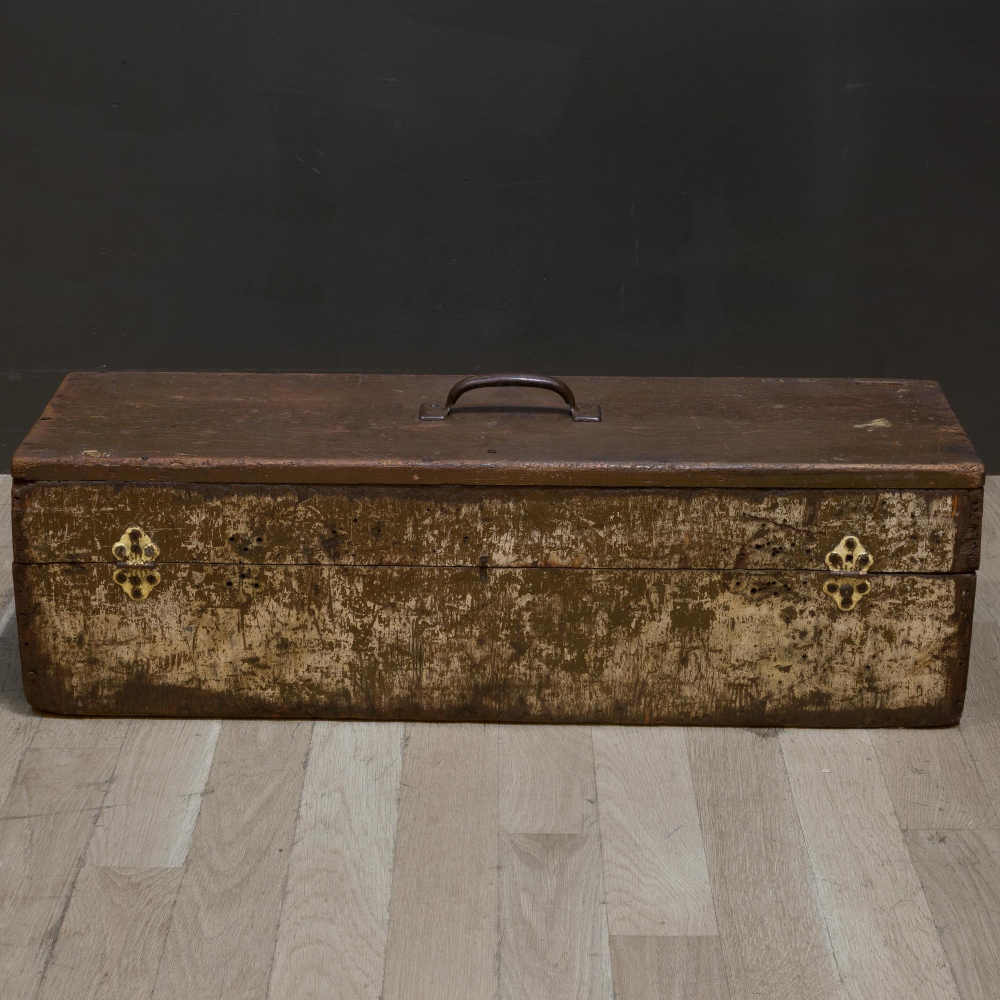 hand made wooden and metal chest