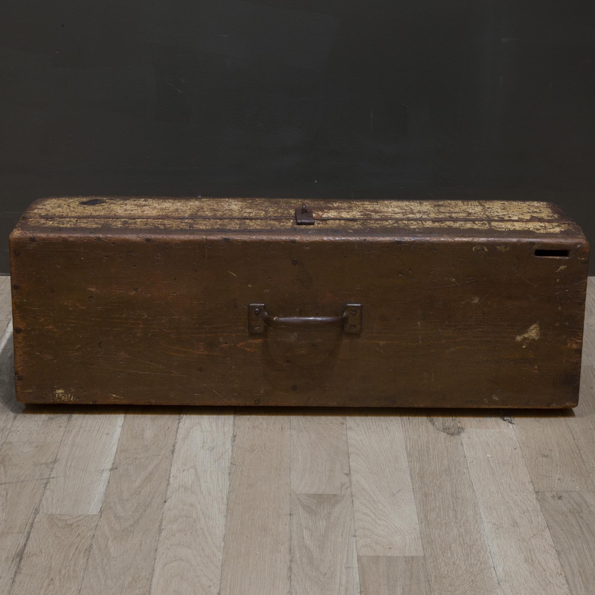 Rustic Large Handmade Wooden Tool Box, c.1940 For Sale