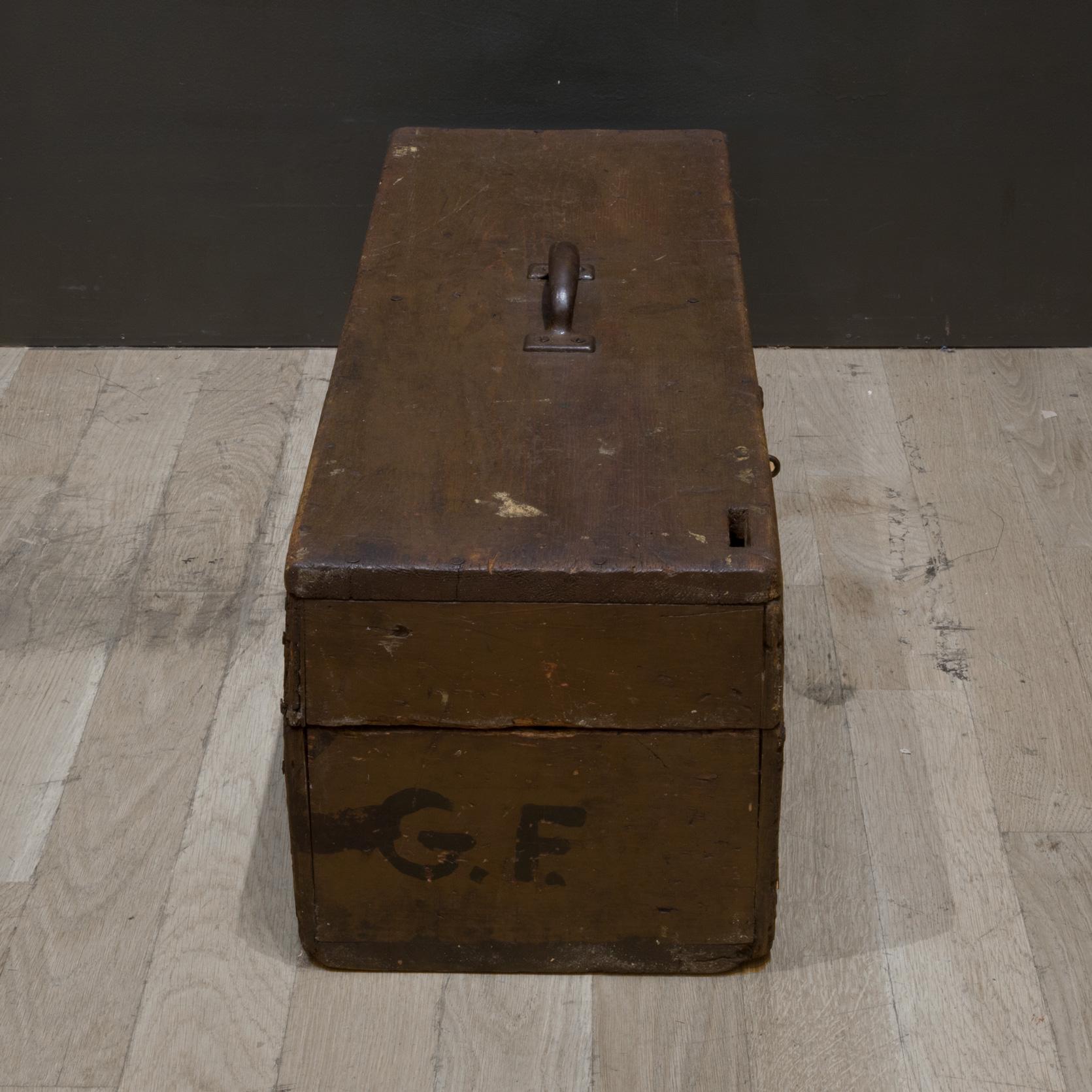 20th Century Large Handmade Wooden Tool Box, c.1940 For Sale