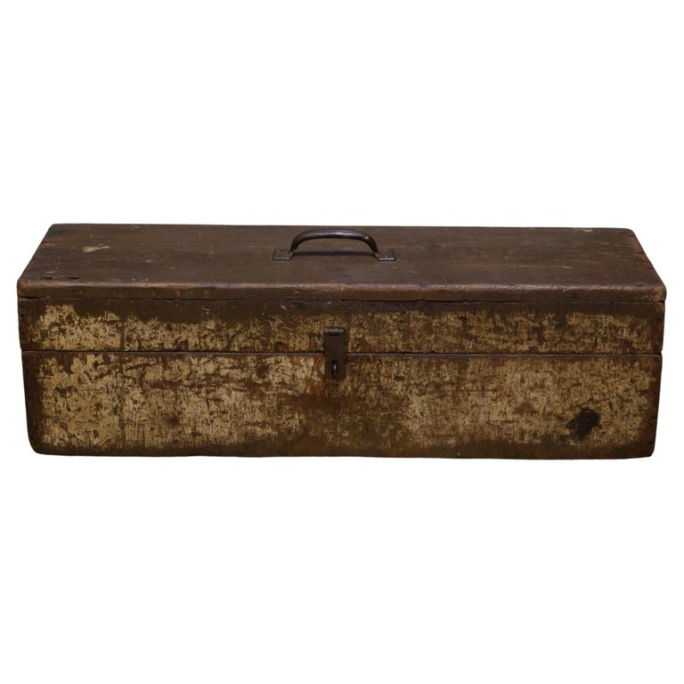 Large Handmade Wooden Factory Tool Box c.1940