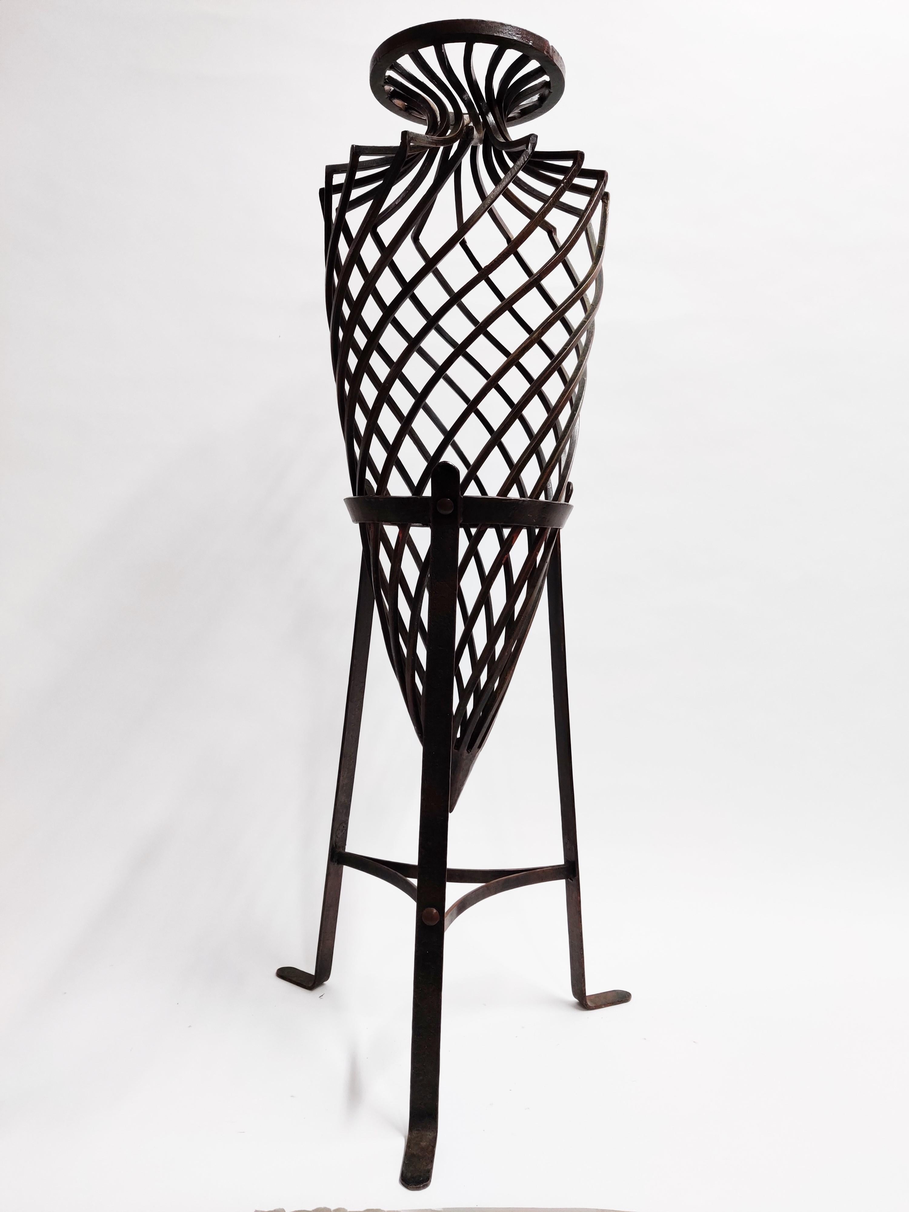 Belgian Large Handmade Wrought Iron Vase, 1970s