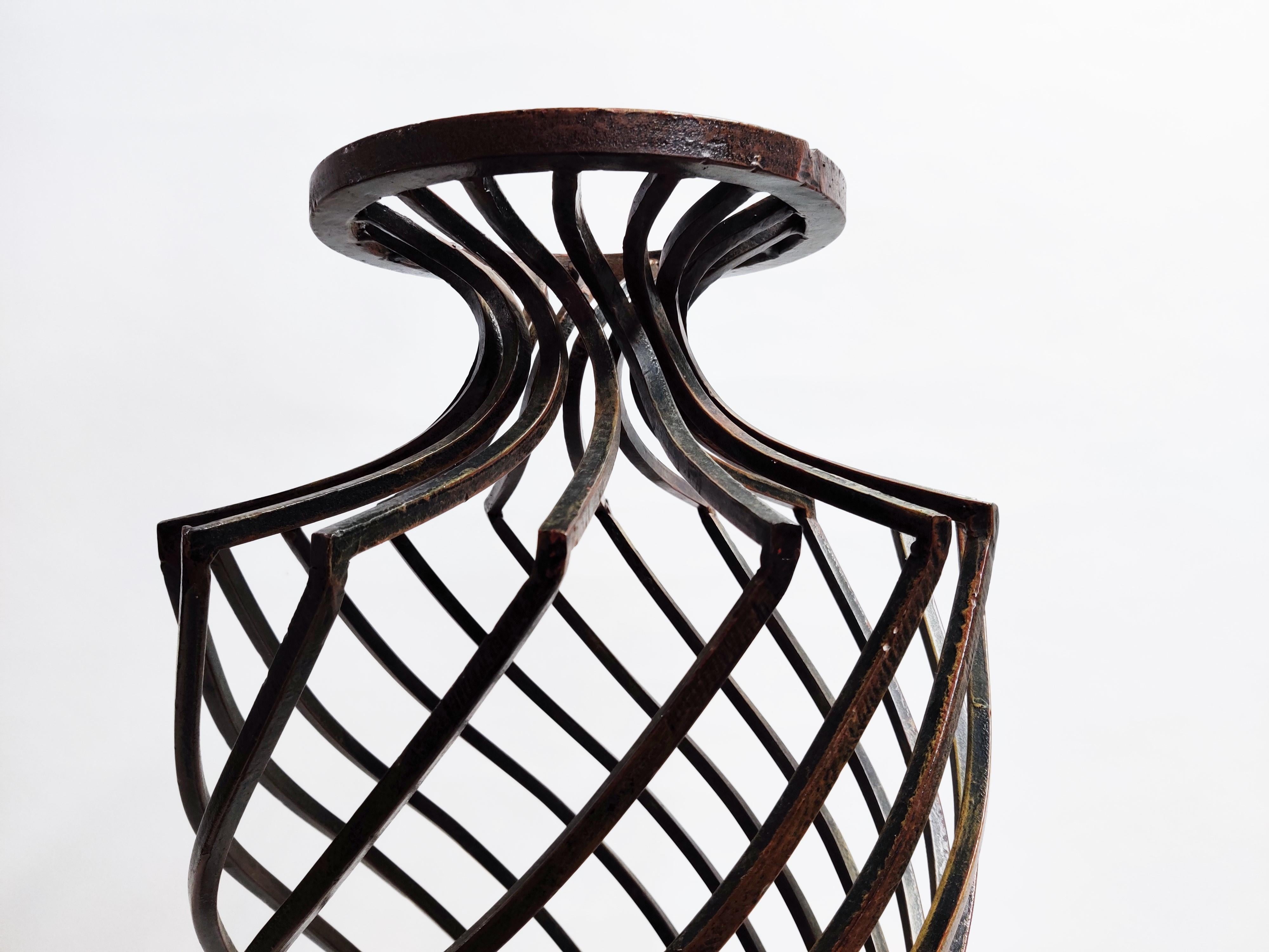 Late 20th Century Large Handmade Wrought Iron Vase, 1970s