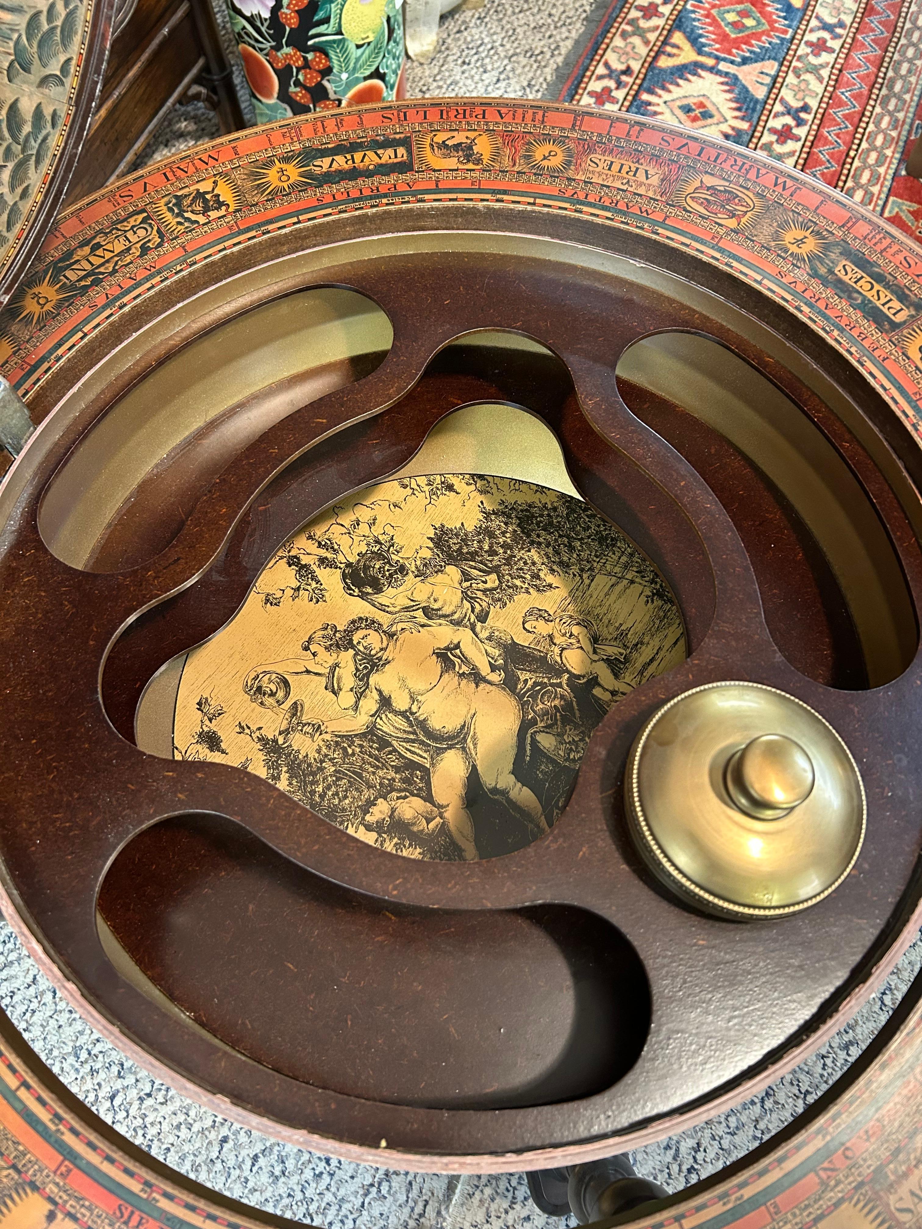 Large Handsome Zodiac Decorated Globe Bar For Sale 4