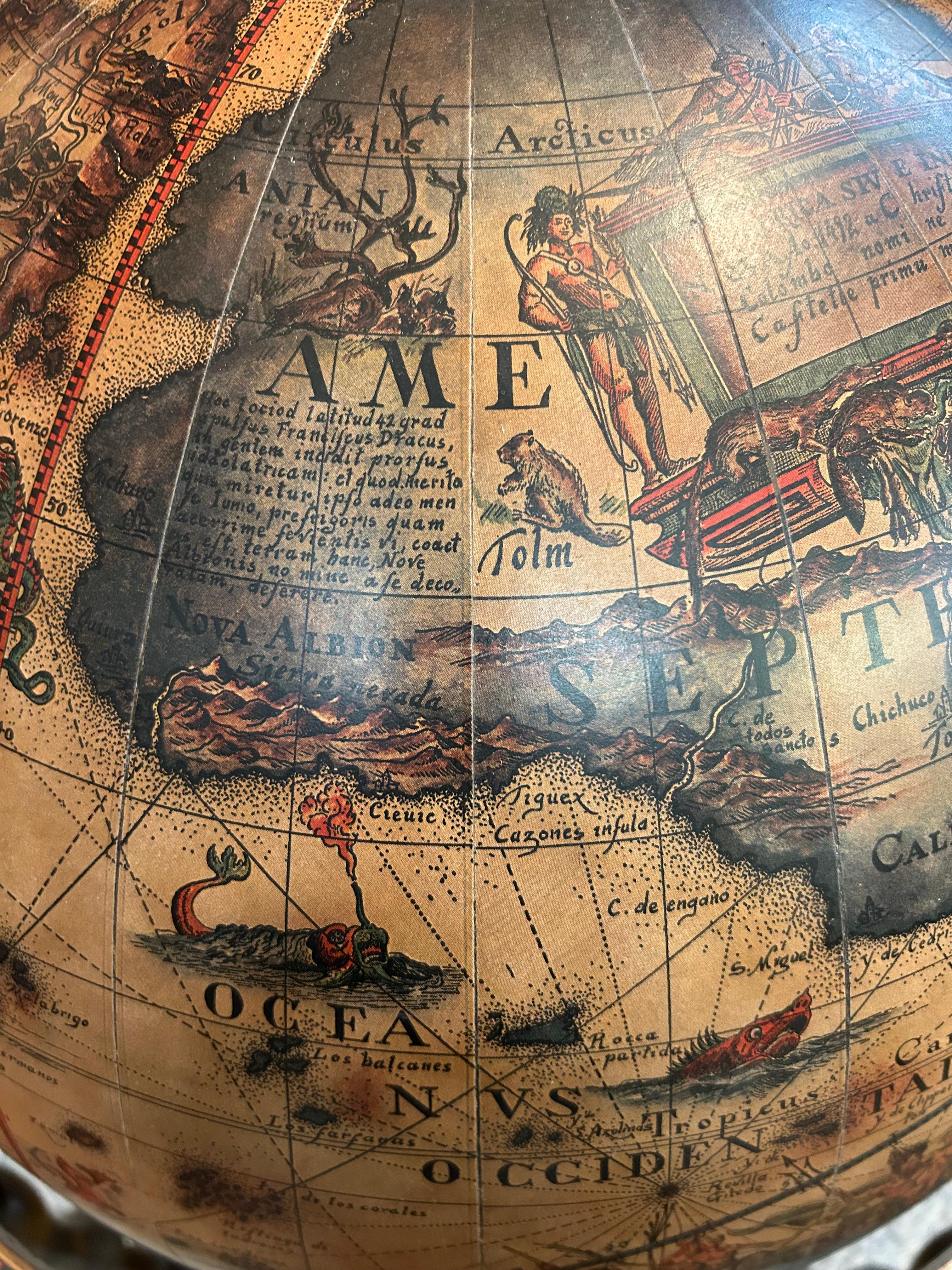 American Large Handsome Zodiac Decorated Globe Bar For Sale