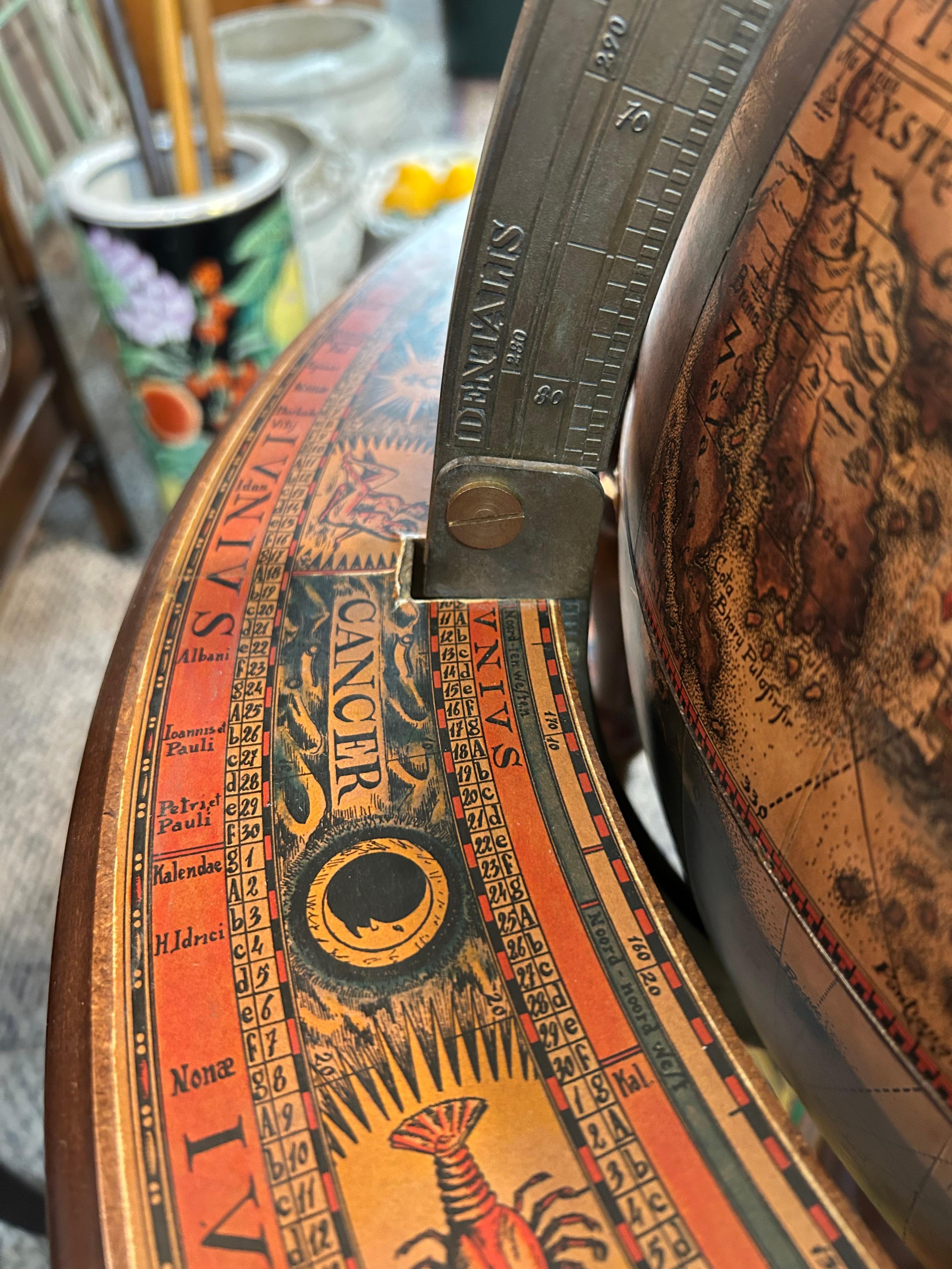 Late 20th Century Large Handsome Zodiac Decorated Globe Bar For Sale