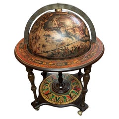 Large Handsome Zodiac Decorated Globe Bar