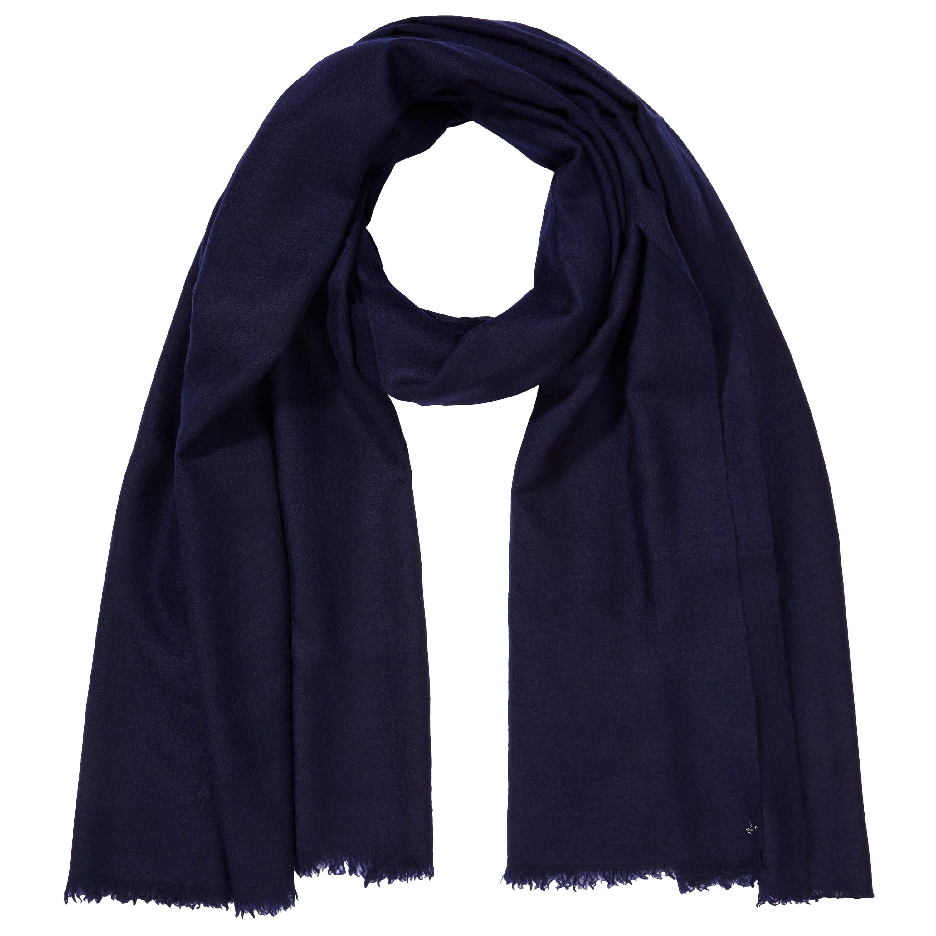 Large Handwoven 100% Cashmere Scarf in Navy made in Kashmir India - Brand New 