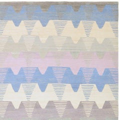 Handwoven Anatolian Kilim Rug - Soft Pastel Geometric Pattern, Old Yarn Wool