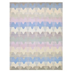 Handwoven Anatolian Kilim Rug - Soft Pastel Geometric Pattern, Old Yarn Wool