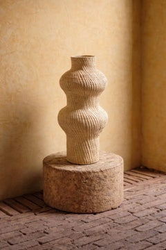 Large Handwoven Chuspata Fiber Abstract Sculptural Vessel, Mexico Organic Modern