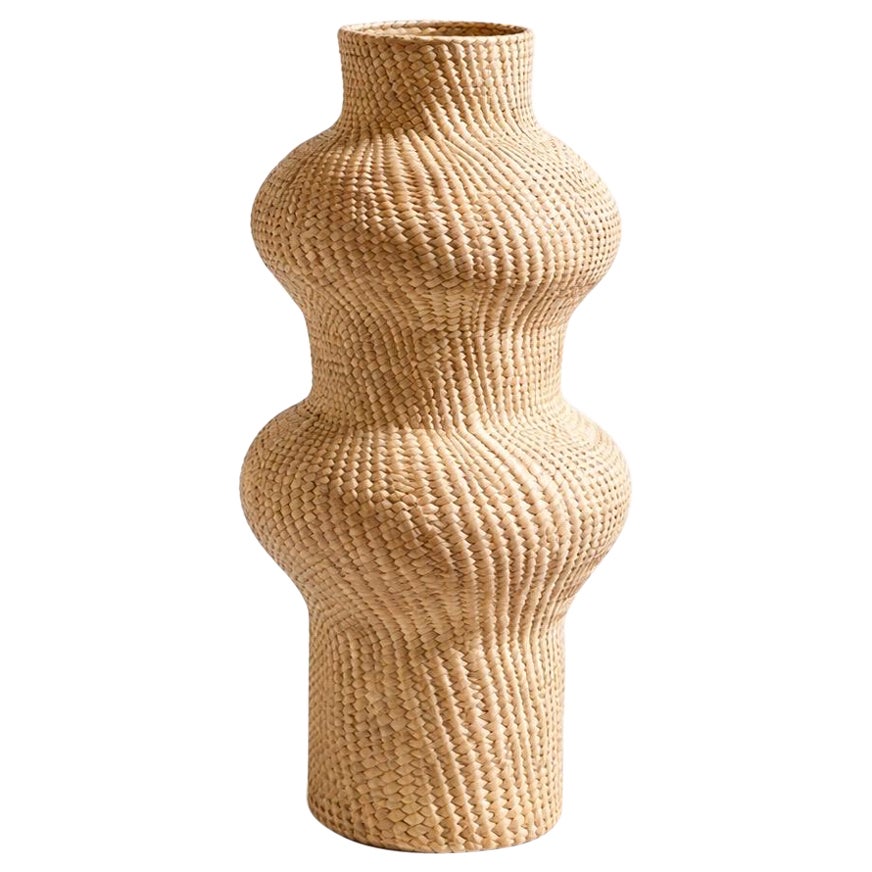 Large Handwoven Chuspata Fiber Abstract Sculptural Vessel, Mexico Organic Modern