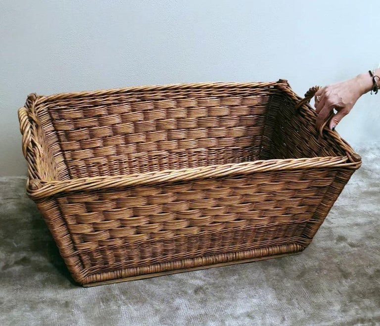 Large Handwoven French Wicker Bread Basket at 1stDibs
