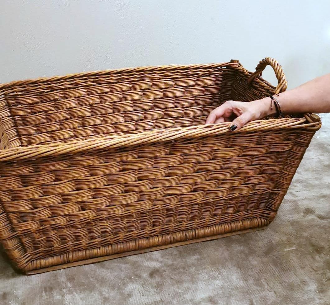 Large Handwoven French Wicker Bread Basket 9