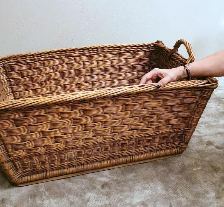 Large Handwoven French Wicker Bread Basket at 1stDibs