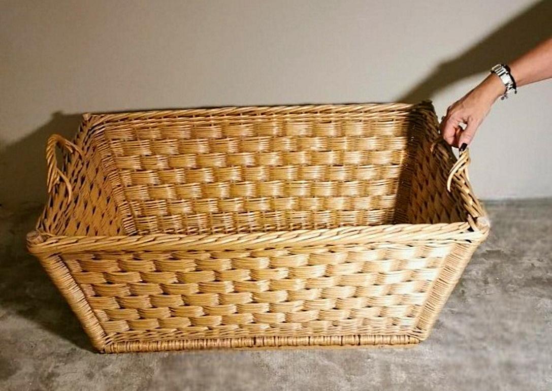 Large Handwoven French Wicker Bread Basket 8