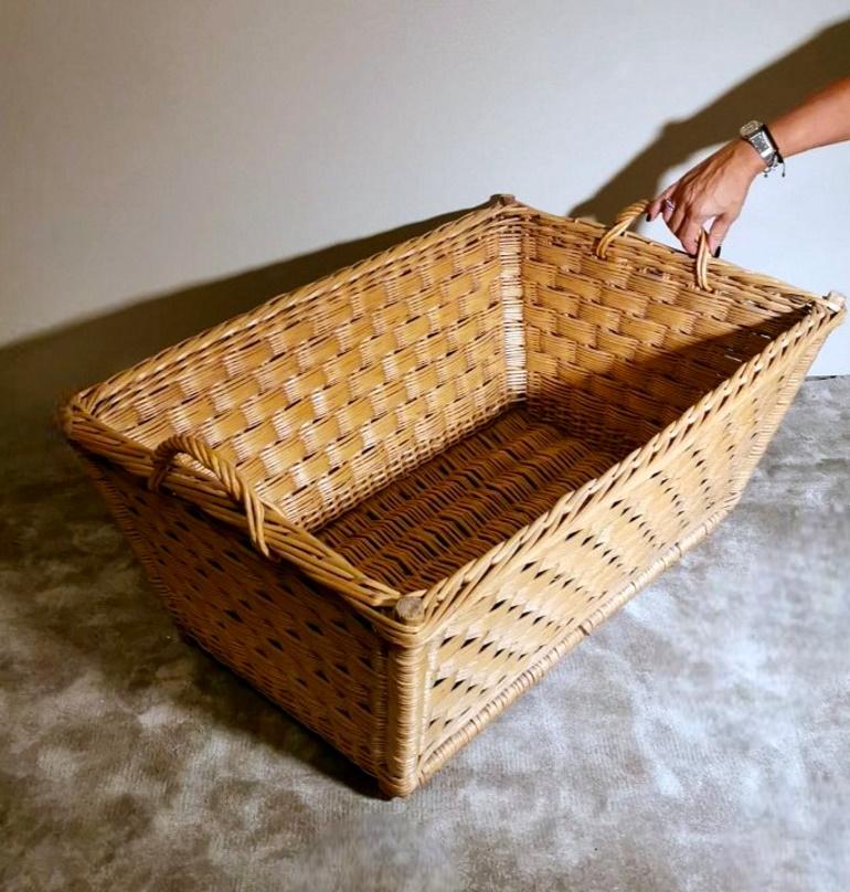 Large Handwoven French Wicker Bread Basket 9