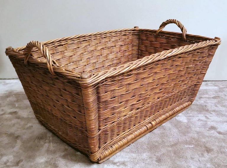 Large Handwoven French Wicker Bread Basket at 1stDibs