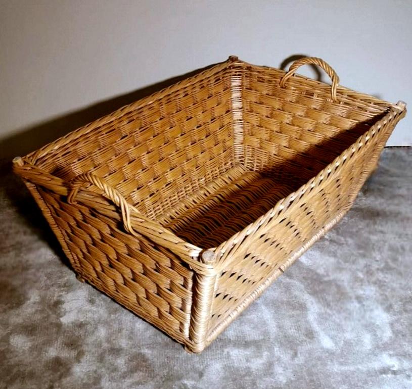 Hand-Crafted Large Handwoven French Wicker Bread Basket