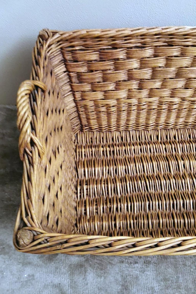 Large Handwoven French Wicker Bread Basket at 1stDibs