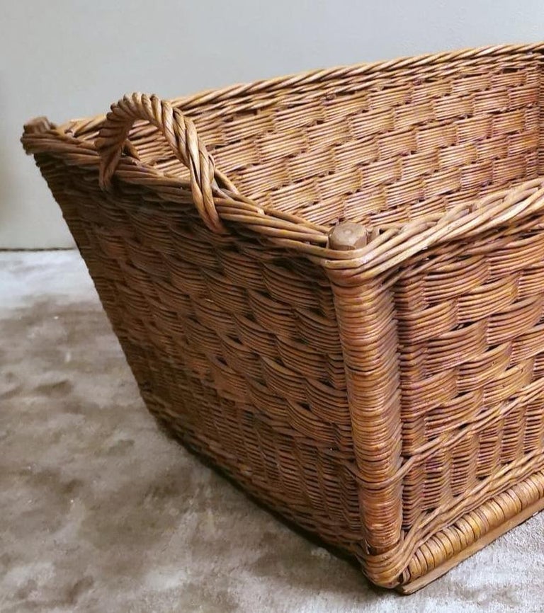 Large Handwoven French Wicker Bread Basket at 1stDibs