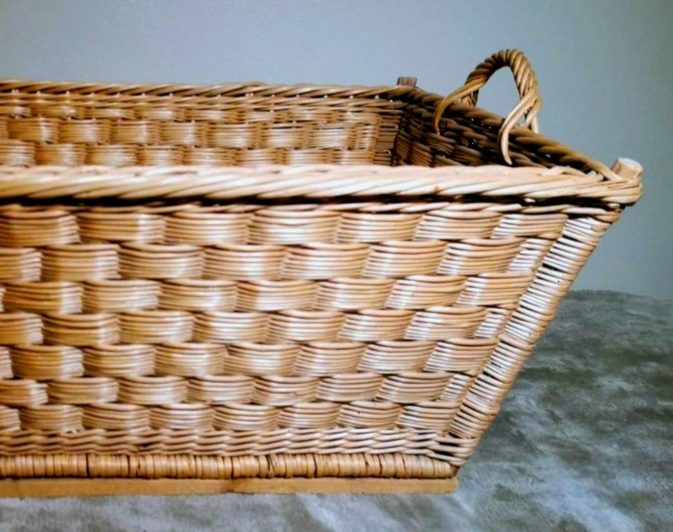 Large Handwoven French Wicker Bread Basket 1