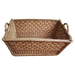 Used Large Handwoven French Wicker Bread Basket