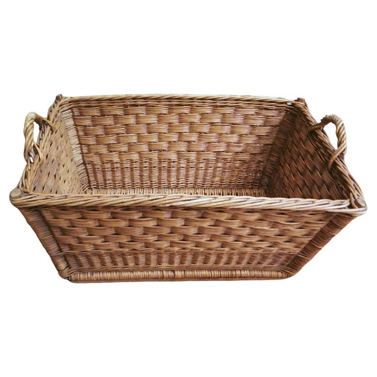 Large Handwoven French Wicker Bread Basket at 1stDibs