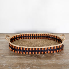 Ovale grande intrecciato a mano Cestino con maniglie