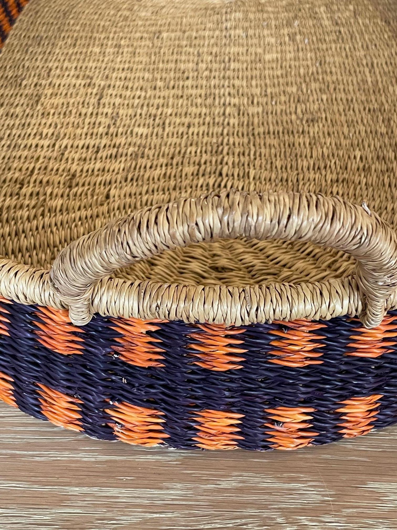 Australian Large Handwoven Oval  Basket with Handles For Sale