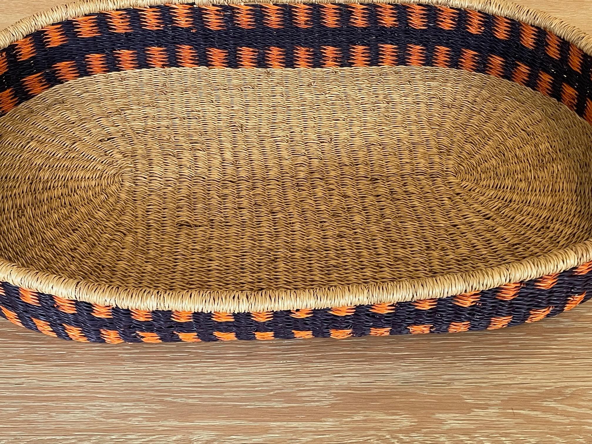Hand-Woven Large Handwoven Oval  Basket with Handles For Sale