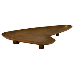 Large Handwrought Mid Century Modern Copper Footed Boomerang Catchall