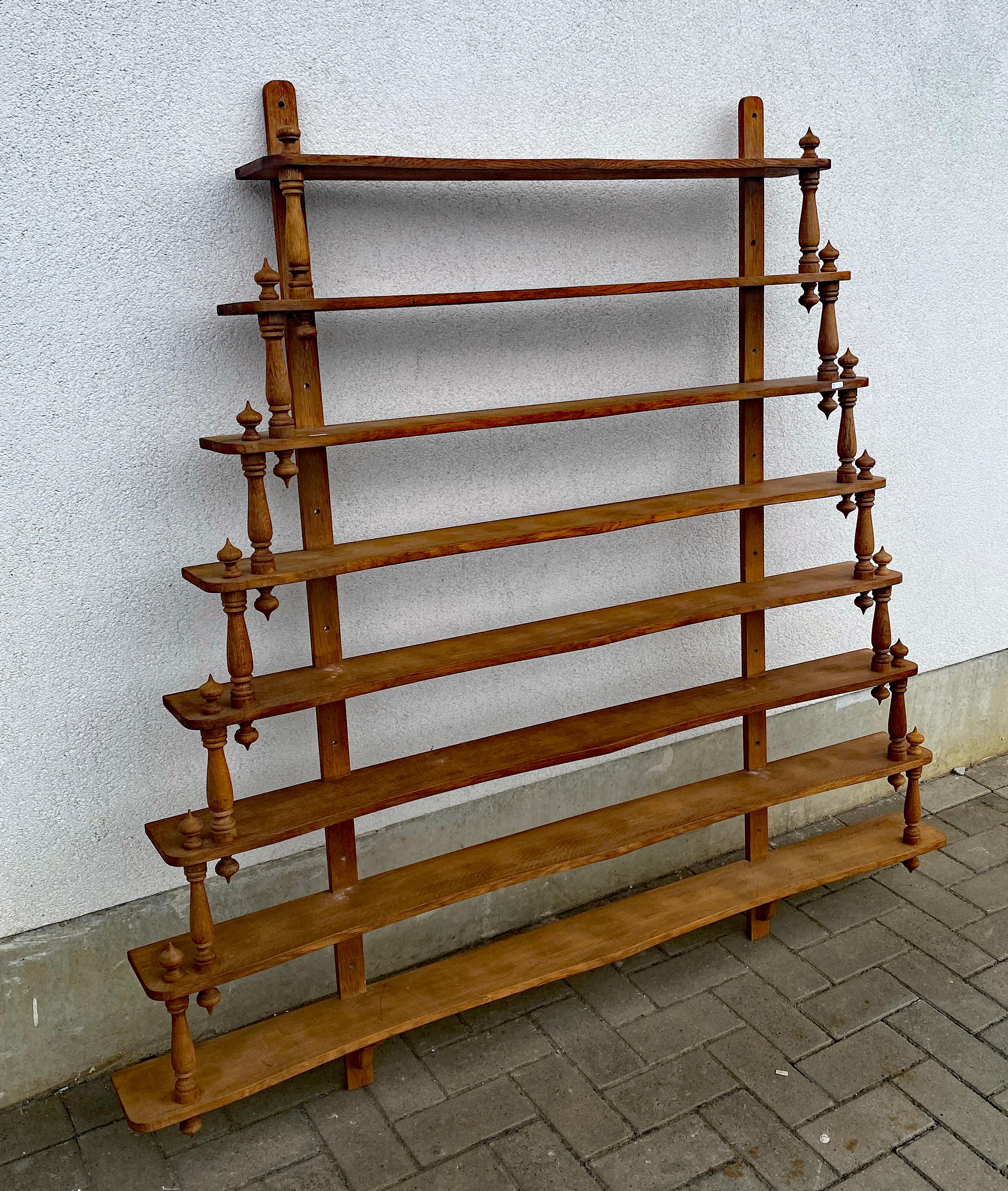 French Large Hanging Bistro-restaurant Or Shop Shelf In Solid Oak For Sale
