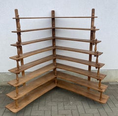 Large Hanging Corner Shelf For Bistro, Restaurant Or Shop In Solid Oak