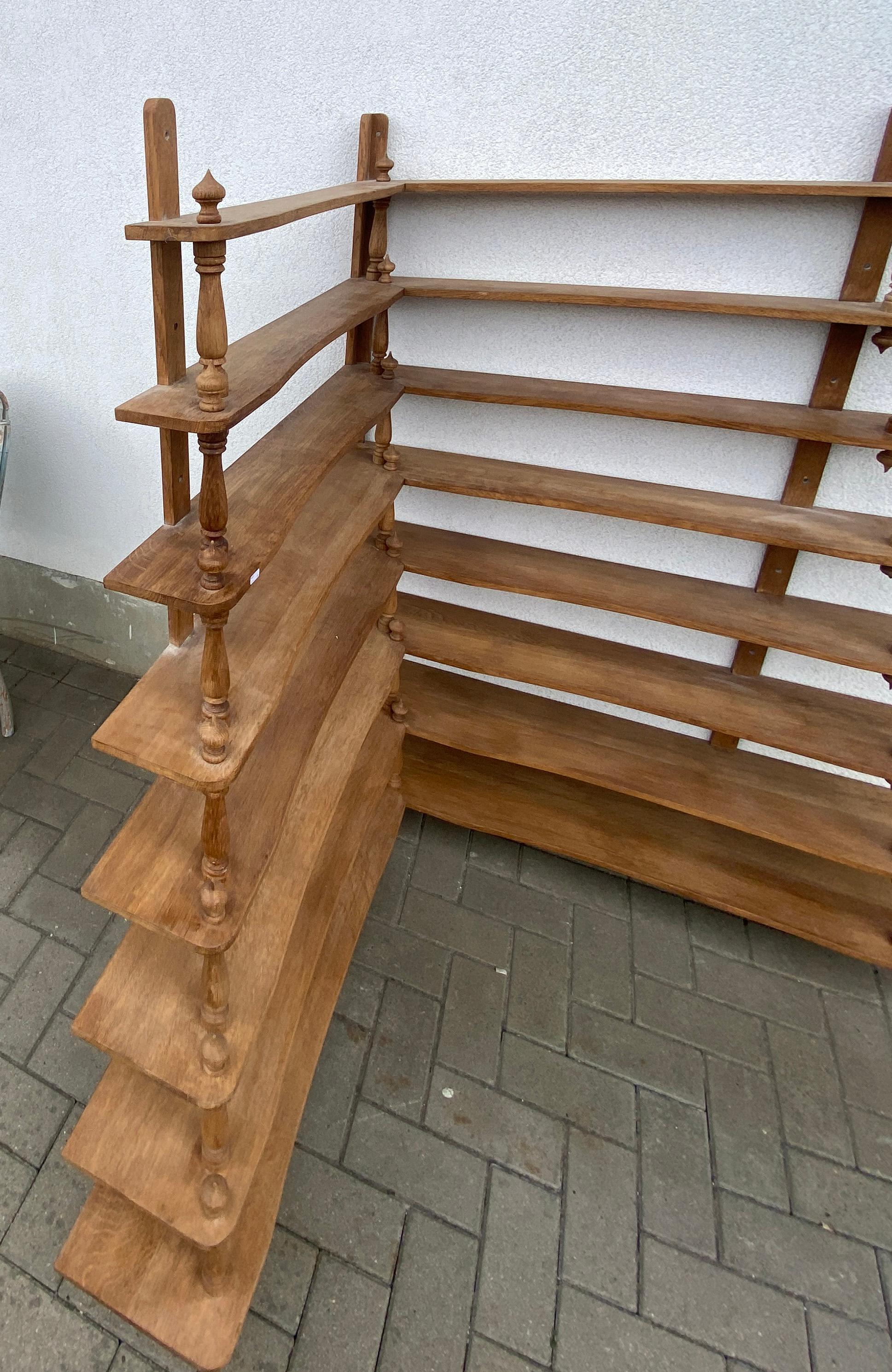 20th Century Large Hanging Corner Shelf For Bistro, Restaurant Or Shop In Solid Oak For Sale