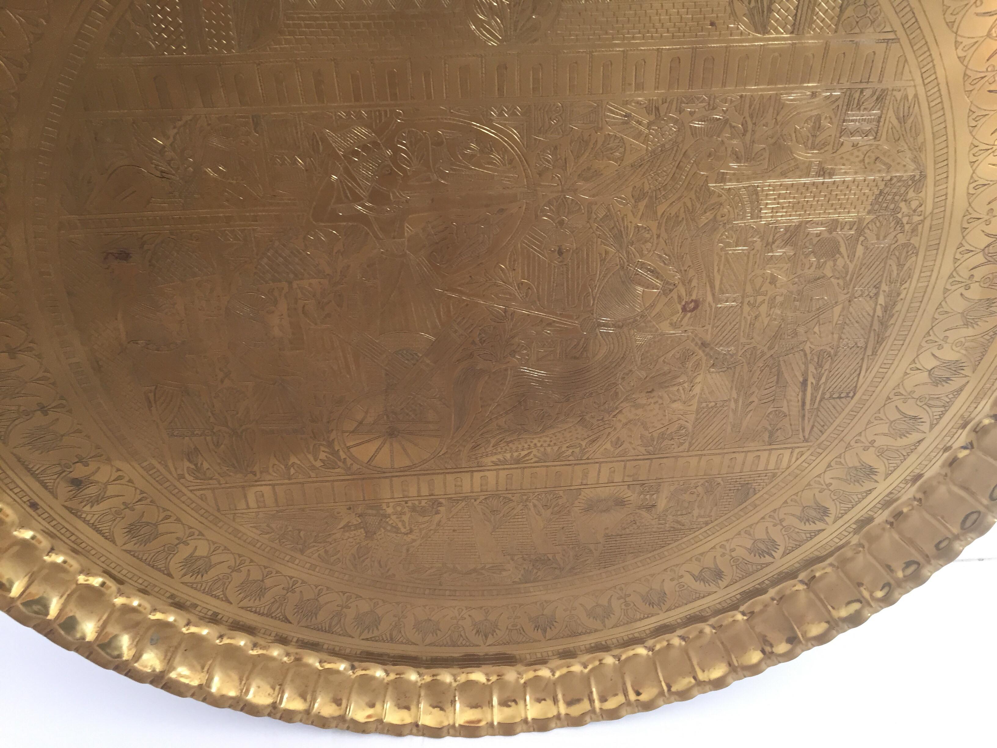 20th Century Large Hanging Egyptian Brass Tray Platter